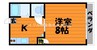 茶屋町エビスコーポ 1Kの間取り