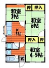 野口住宅一戸建て 3DKの間取り