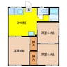パークヒルズ日宇 Ｂ棟 3DKの間取り