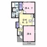 レジデンス四季Ｂ 2DKの間取り