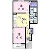 フィオーレはな 2DKの間取り
