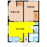 浦川アパートB 2DKの間取り