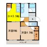 須田尾ハイツ 2DKの間取り