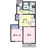 シュガーヒルＡ棟 2DKの間取り