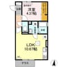 ラピスラズリ 1LDKの間取り