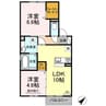 サザンコースト天神 2LDKの間取り