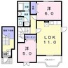 パークサイドS 2LDKの間取り
