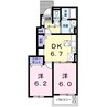 サン・フィオーレⅠ 2DKの間取り