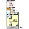 ロイヤルレジデンスA 1LDKの間取り