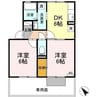 ロイヤルプラムB 2DKの間取り