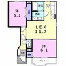 パールヒルズK・H・ 2LDKの間取り