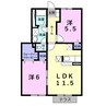 メゾンアイII 2LDKの間取り