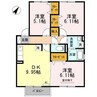 セラリッシュ　A棟 3DKの間取り