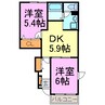 カリーノ　A 2DKの間取り