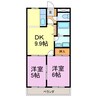 サンタプレイスヒルズA棟 2DKの間取り