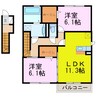 リヴェール　HANA 2LDKの間取り