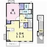 ラシュレ 1LDKの間取り
