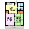 シャルム新浜 2DKの間取り