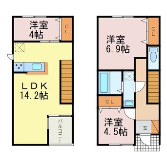 間取図 鯉江本町4-135 KODATEXI