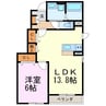 エアリーヒルVI 1LDKの間取り