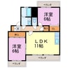 ヴァーテューI 2LDKの間取り