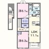 クレールB（知多市） 2LDKの間取り