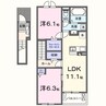 クレールB（知多市） 2LDKの間取り