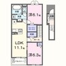 クレールB（知多市） 2LDKの間取り