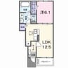 ラ・パーチェII 1LDKの間取り