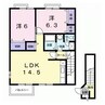 Ｐａｌｕｄｅ　Ｐｒｅｓｓｏ　Ｂ 2LDKの間取り