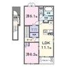 プリムラ・ヤスエ 2LDKの間取り