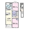 プリムラ・ヤスエ 2LDKの間取り