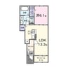 ヒカルサ水戸石川ノース 1LDKの間取り