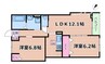 西豊川町アパート-2 2LDKの間取り