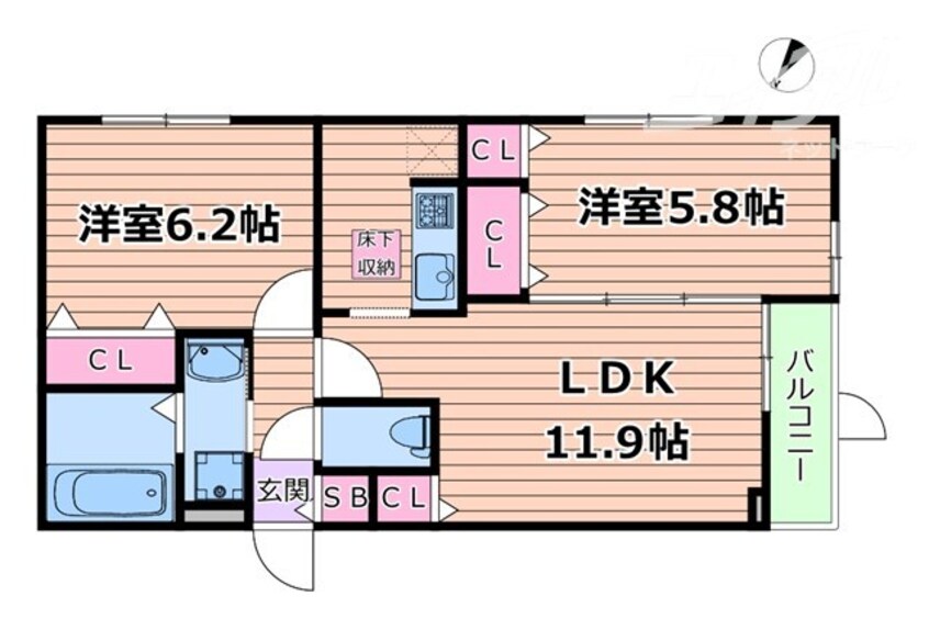 間取図 西豊川町アパート-2