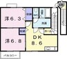 予讃線・内子線/端岡駅 徒歩11分 2階 築24年 2DKの間取り