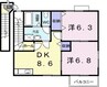 予讃線・内子線/端岡駅 徒歩11分 2階 築24年 2DKの間取り