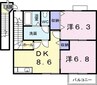 予讃線・内子線/端岡駅 徒歩11分 2階 築24年 2DKの間取り