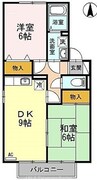 予讃線・内子線/鬼無駅 徒歩24分 2階 築22年 2DKの間取り