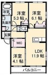 グランマスト1　Ｂ棟 3LDKの間取り