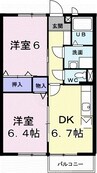 スカイハイツ川井 2DKの間取り