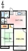 予讃線・内子線/鬼無駅 徒歩8分 2階 築34年 2DKの間取り