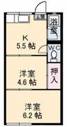 高松琴平電気鉄道<ことでん長尾線>/花園駅 徒歩3分 2階 築41年 2Kの間取り
