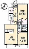 シャーメゾン西山崎　Ｂ棟 2DKの間取り