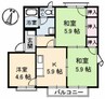 屋島フレグランス　Ａ棟 3Kの間取り