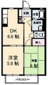 予讃線・内子線/鬼無駅 徒歩10分 1階 築23年 2DKの間取り