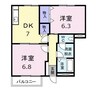 予讃線・内子線/端岡駅 徒歩14分 1階 築23年 2DKの間取り