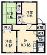 サンビレッジ高松　Ｊ棟 3DKの間取り