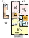 高徳線/木太町駅 徒歩18分 2階 築9年 2LDKの間取り