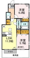 カーサ　コバ　Ｂ棟 2LDKの間取り